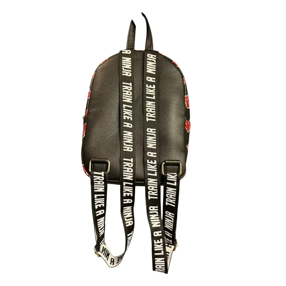 Bioworld Naruto Akatsuki Sasuke Red Cloud Faux Saffiano Leather Mini Backpack OS